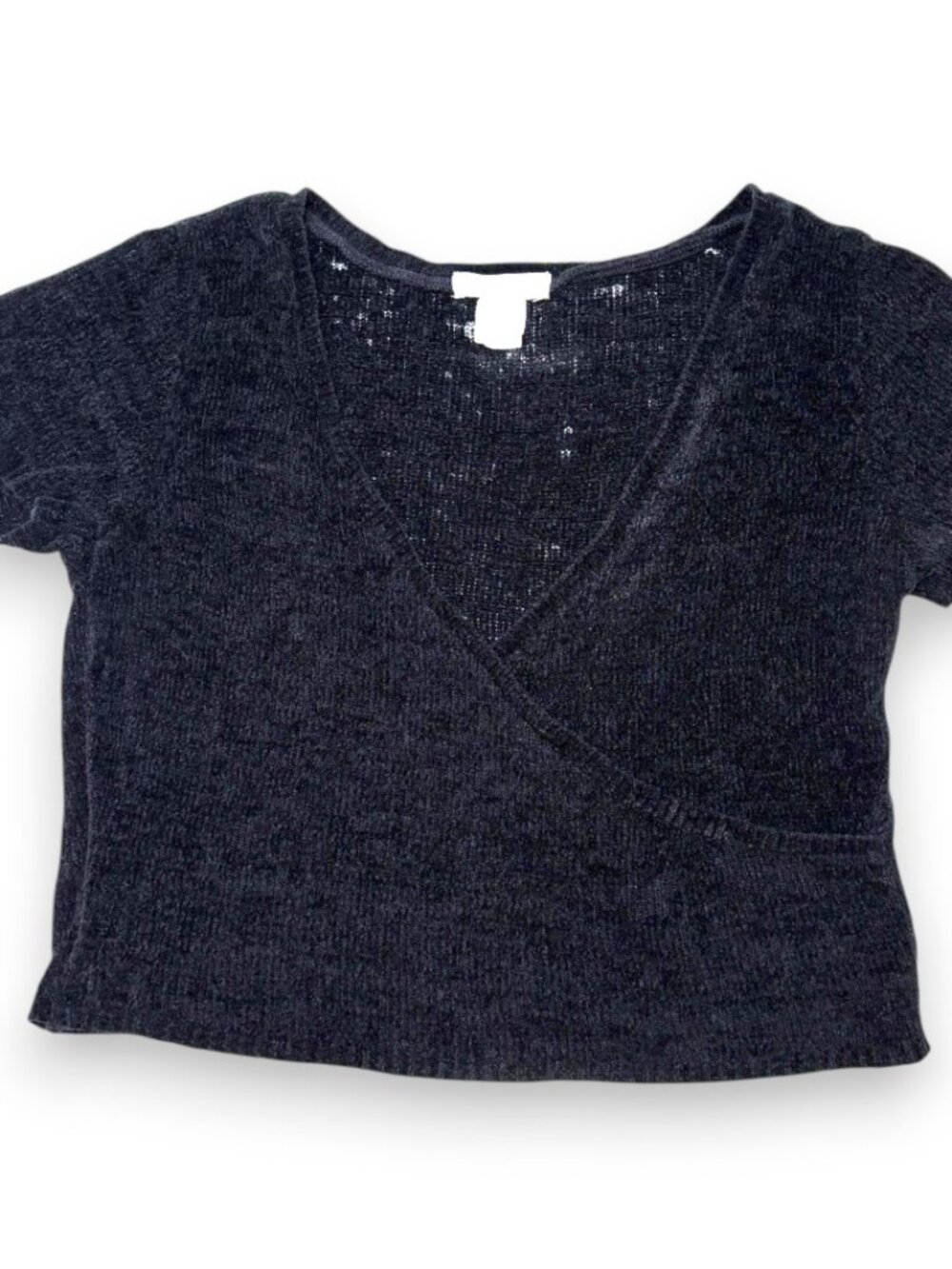 Urban Outfitters Cozy Black Surplice Crop Top Chenille Witchy Cozy Girl Medium